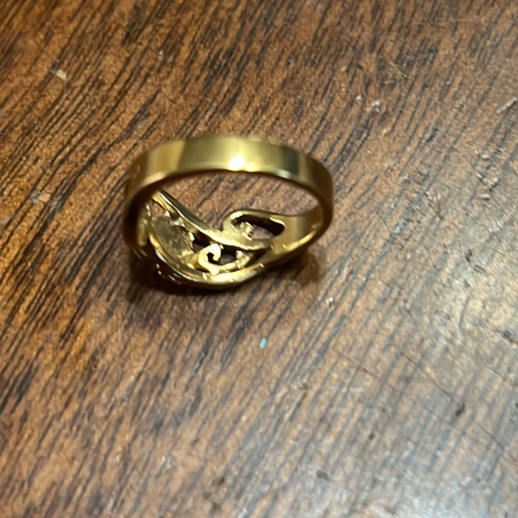 14kt Plated Gold Diamond Cut Heart Swirl Filigree Ring NWT Vintage Sz 5 - Picture 8 of 9